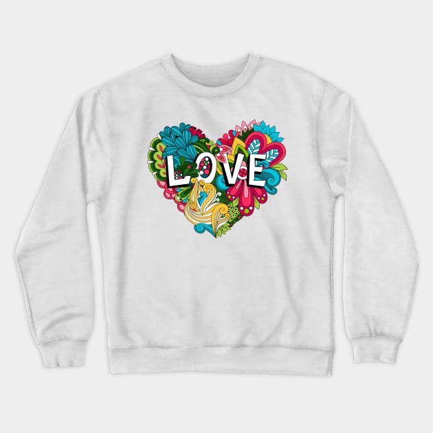 doodle love heart shape Crewneck Sweatshirt by Mako Design 